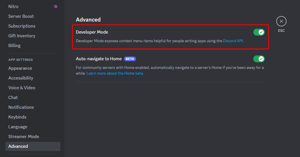 enable developer mode